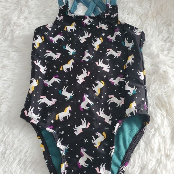 Cat & Jack Other - Cat & Jack Toddler Girl's Size 2T Black and Teal Unicorn One Piece Bathing Suit
